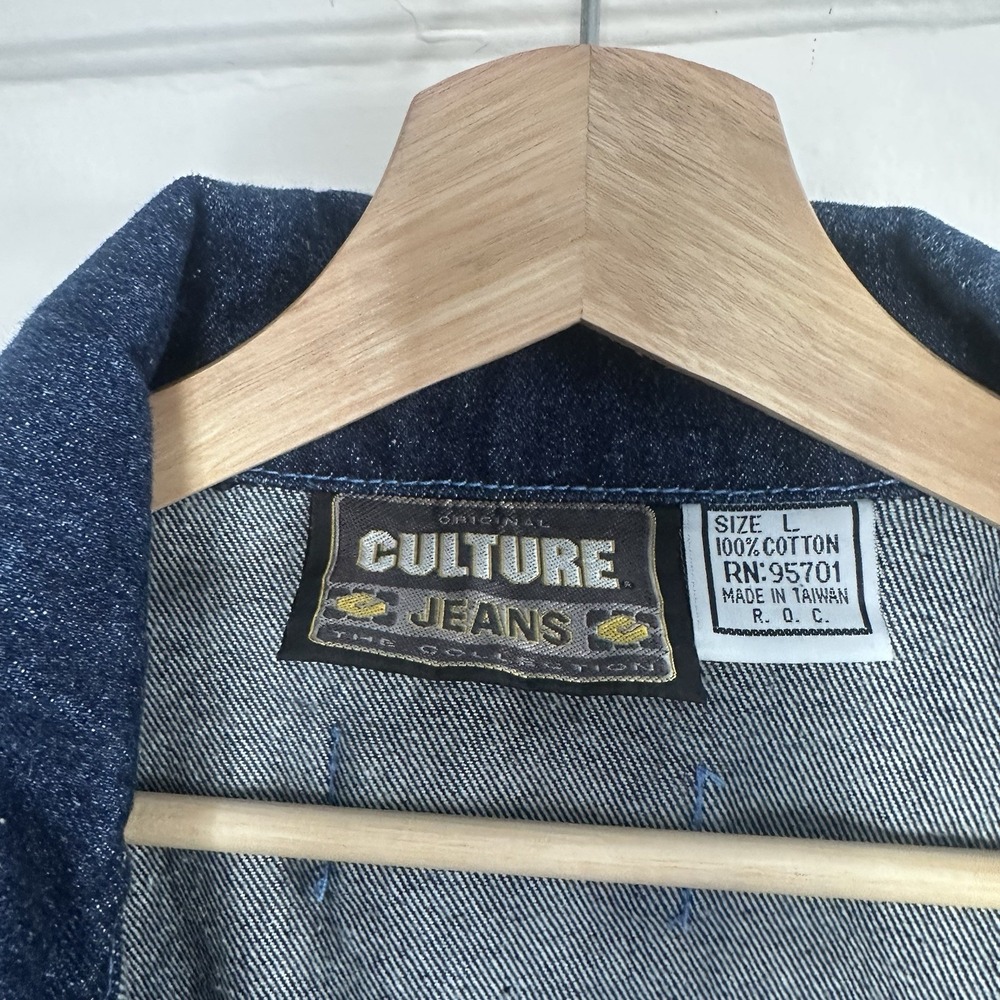 Vintage Y2K 'Culture Jeans' Mens Denim Jacket Hip-Hop Street Wear Work Wear Lg - Picture 3 of 13